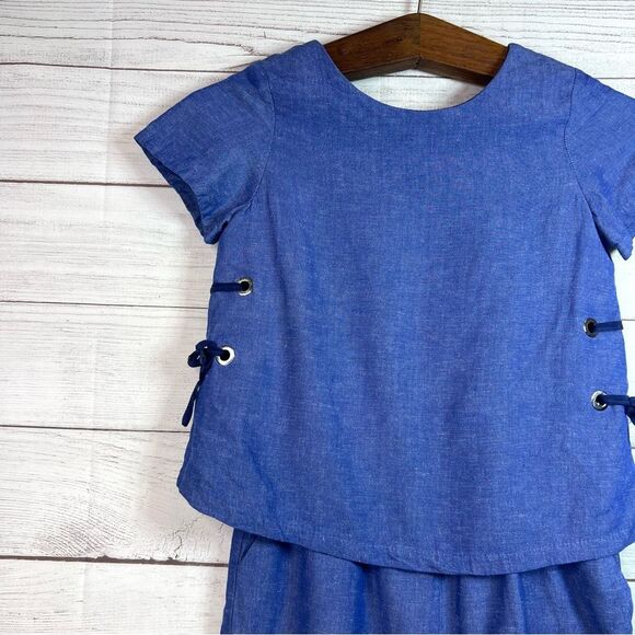 Zara Girls Blue Lace Up Short Sleeve Romper Size 11/12 - Picture 3 of 11